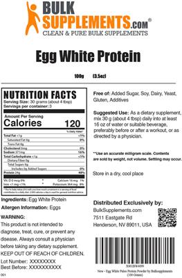 Egg White Protein label