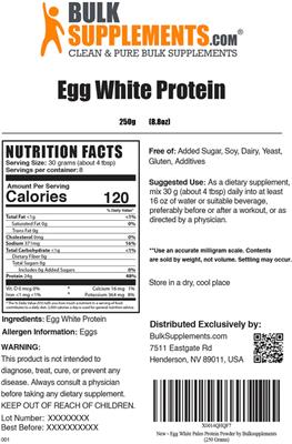 Egg White Protein label