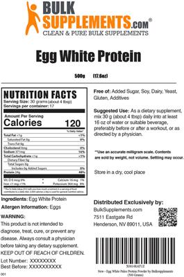 Egg White Protein label