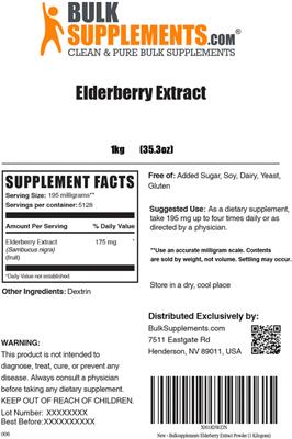 Elderberry Extract label