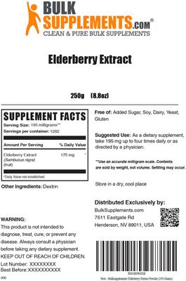 Elderberry Extract label
