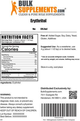 Erythritol label