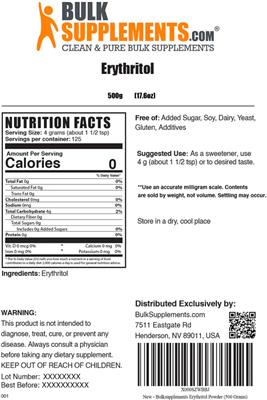 Erythritol label