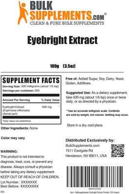 Eyebright Extract label