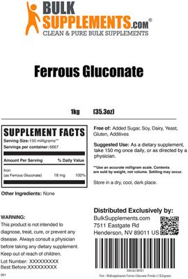 Ferrous Gluconate label