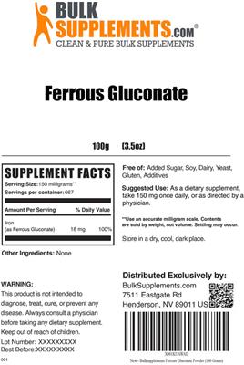 Ferrous Gluconate label