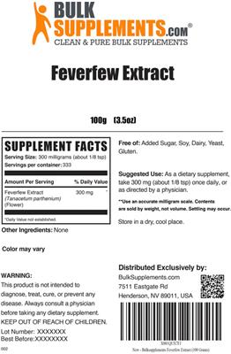 Feverfew Extract label