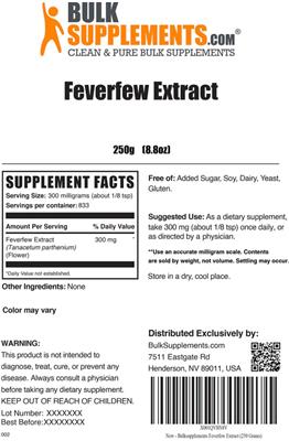 Feverfew Extract label