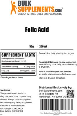 Folic Acid label