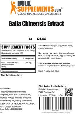 Galla Chinensis Extract label