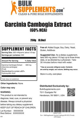 Garcinia Cambogia Extract (60% HCA) label