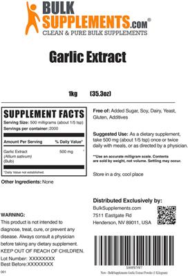 Garlic Extract label