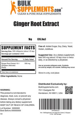 Ginger Root Extract label