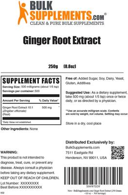 Ginger Root Extract label
