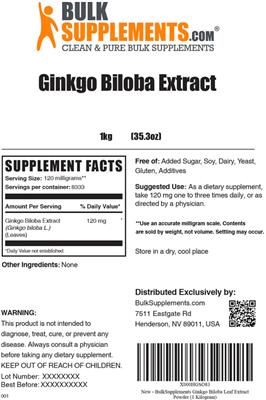 Ginkgo biloba Extract label