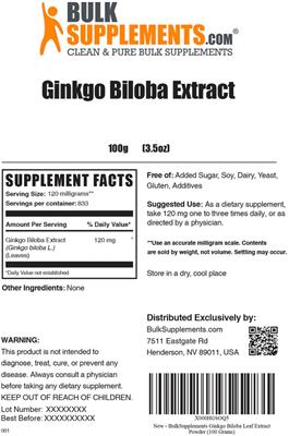 Ginkgo biloba Extract label
