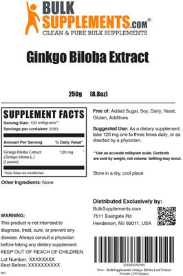 Ginkgo biloba Extract label