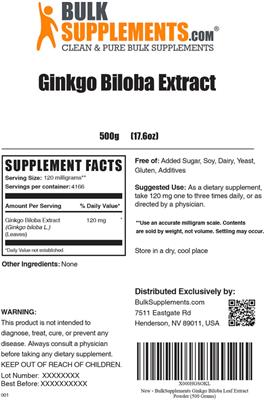 Ginkgo biloba Extract label