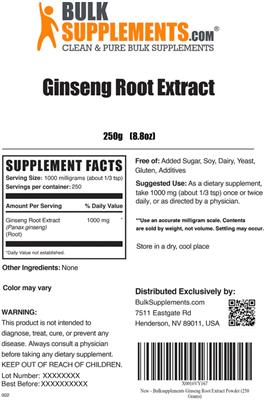Ginseng Root Extract label