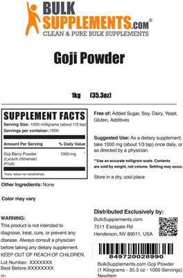 Goji Powder label