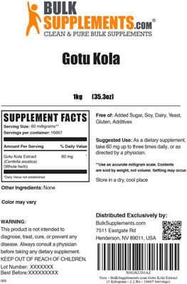 Gotu Kola label