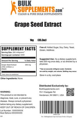 Grape Seed Extract label