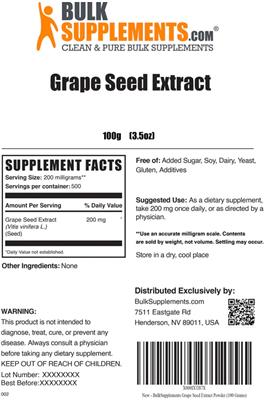 Grape Seed Extract label
