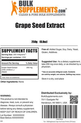 Grape Seed Extract label