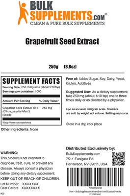 Grapefruit Seed Extract label