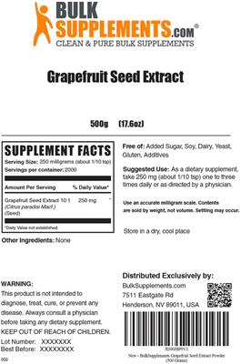 Grapefruit Seed Extract label