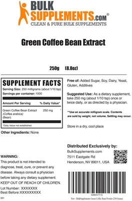 Green Coffee Bean Extract label