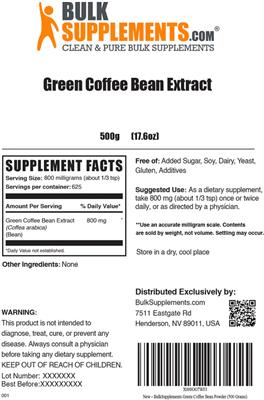 Green Coffee Bean Extract label