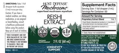 Reishi Extract label