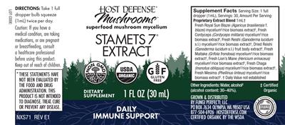 Stamets 7 Extracts label