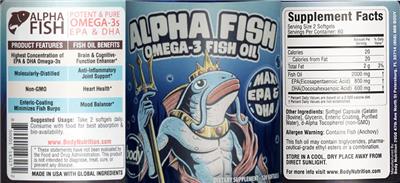 Alpha Fish Omega-3 Fish Oil label