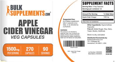 Apple Cider Vinegar 1500 mg label
