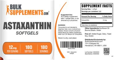 Astaxanthin Softgels 12 mg label
