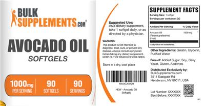 Avocado Oil Softgels 1000 mg label
