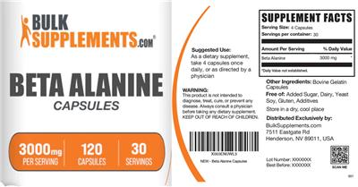 Beta Alanine 3000 mg label