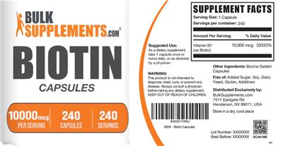 Biotin Capsules 10000 mcg label