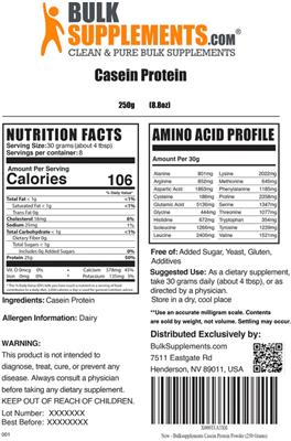 Casein Protein label
