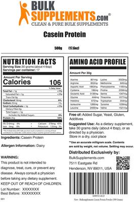 Casein Protein label