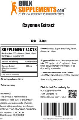 Cayenne Extract label