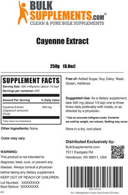 Cayenne Extract label