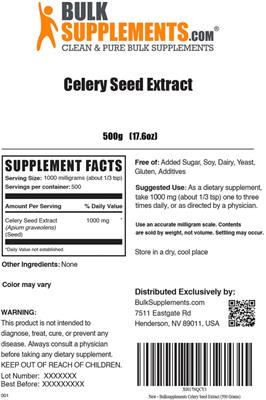 Celery Seed Extract label