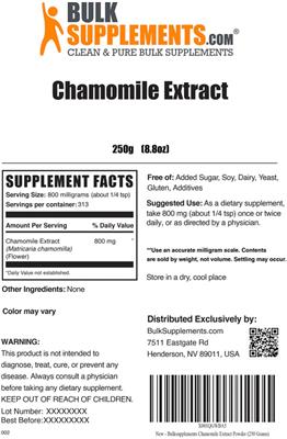 Chamomile Extract label