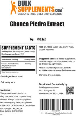 Chanca Piedra Extract label