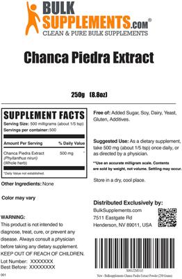 Chanca Piedra Extract label
