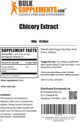 Chicory Extract label
