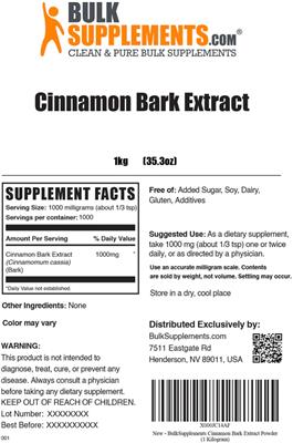 Cinnamon Bark Extract label